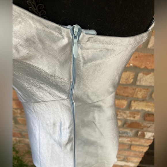 NWT Beginning Boutique Between Us Dress Light Blue Satin Slip Runs Small Size 6 - Picture 7 of 14